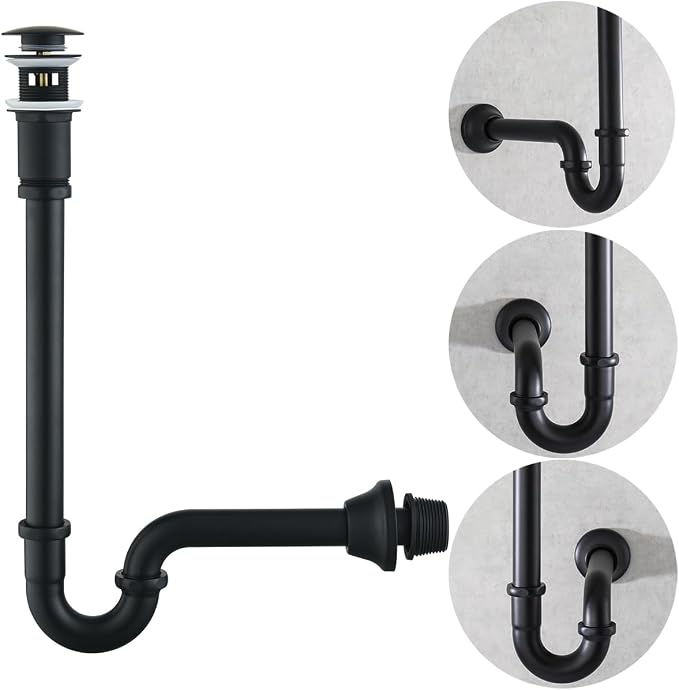 RANDOM Matte Black P Trap Bathroom Sink 1-1/4 inch U-Shape Sink Trap by RANDOM