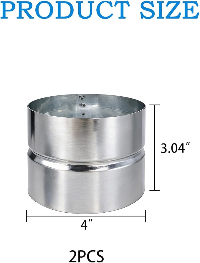 4 Inch Galvanized Metal Vent Duct Connector, Dryer Pipe Connection | - Image 2