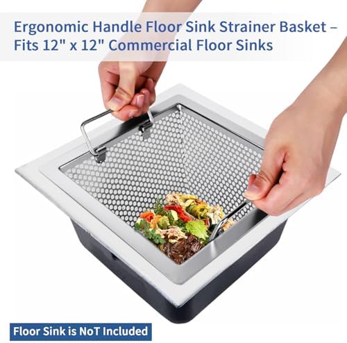Commercial Floor Drain Strainer Super Large Drainage Area, Double Handle Basket - Image 6
