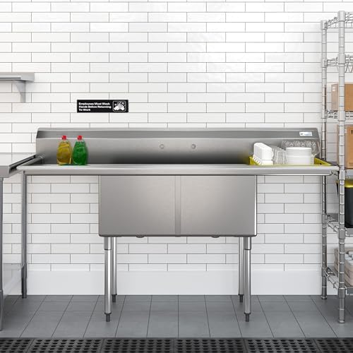 KoolMore 72 in. 18-Gauge 2-Compartment Commercial Sink - Image 4