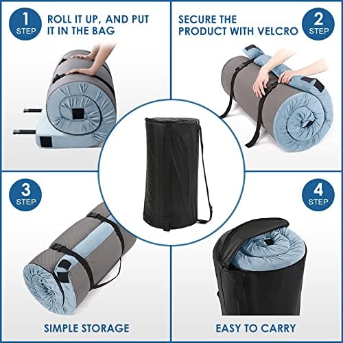KingChii CertiPUR-US Memory Foam Camping Mattress, Portable Roll Up Travel Car - Image 5