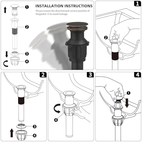 Pop Up Bathroom Sink Drain Assembly Without Overflow - Image 6