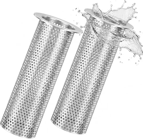 2 Pcs Commercial Floor Drain Strainer Perforated Cylindrical Mesh 316 Stainless by Otoolling