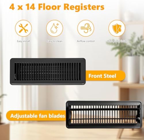4 Pack Floor Vent Covers, Floor Register 4" x 14", Adjustable Decorative Vent - Image 3