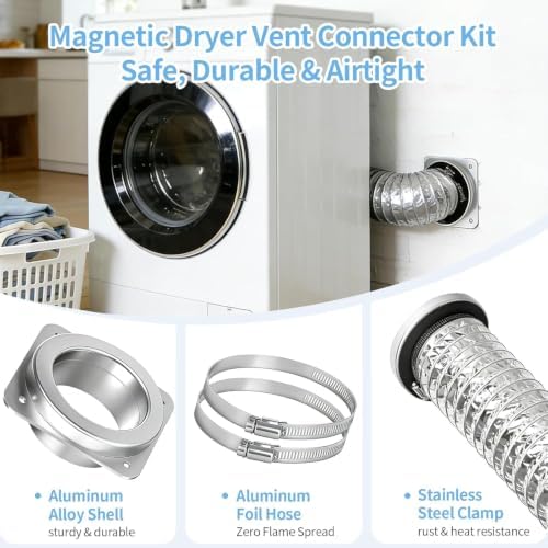 Magnetic Dryer Vent Connector Kit, Upgraded Hold, 3.3FT Hose - Image 6