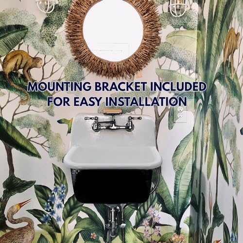 Wall Mount Sink – 22" Small Wall Mounted Bathroom Sink, Cast Iron - Image 5