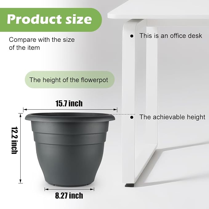 RooTrimmer 3 Pack Large 16 Inch Plastic Plant Pots - Image 4