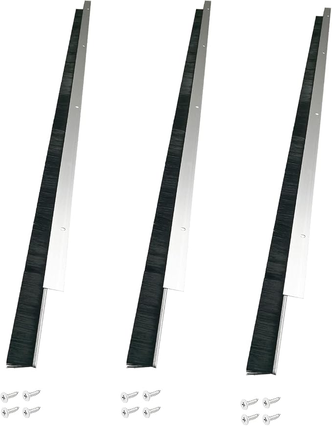 Door Bottom Brush Seal 3 Pack, Retsun 1 1/2" x 39.37" Aluminum Door Sweep by HOME