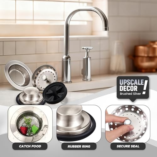 4 Pcs Brushed Silver Kitchen Sink Accessories Garbage Disposal Splash Guards - Image 4