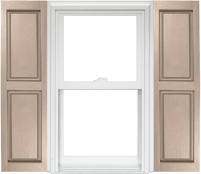 Homeside Raised Panel Vinyl Shutter 1 Pair 14-1/2in. x 51in. 730 Sandstone by Polaris
