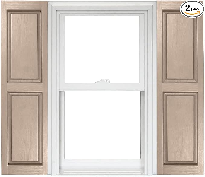 Homeside Raised Panel Vinyl Shutter 1 Pair 14-1/2in. x 43in. 730 Sandstone by Polaris