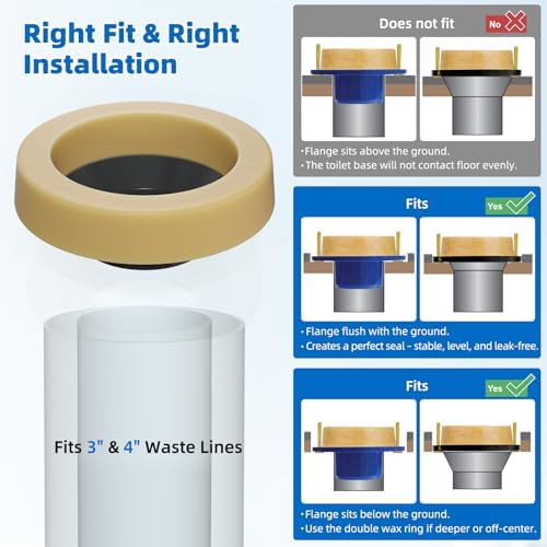 Hibbent 4 Pack Wax Rings for Toilet, Fits 3-inch and 4-inch Waste Line - Image 5