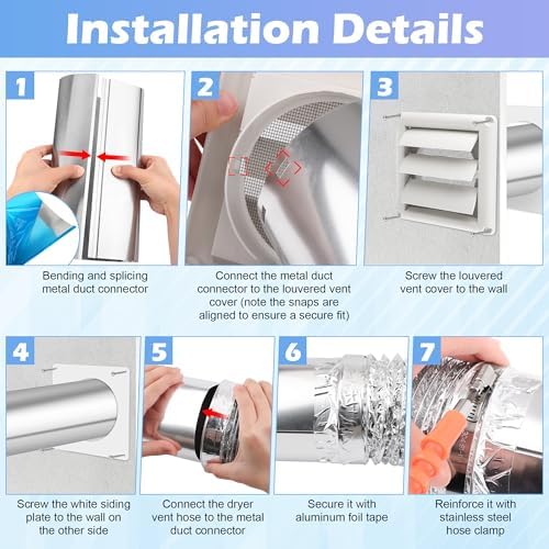 4 IN Dryer Vent Kit-Dryer Vent Hose Connector Wall Ducting Kit - Image 6