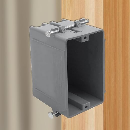 1-Gang PVC New Work Outlet Box, 18 Cubic Inch Switch Box | Gray New Work - Image 6