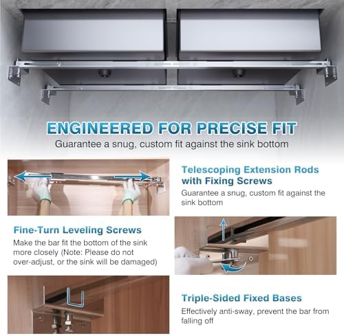 IRONWALLS Under Mount Sink Brackets Adjustable 24"-59" - Image 4