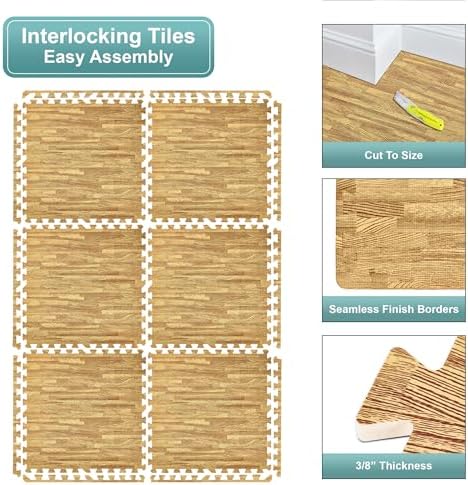 Sorbus Interlocking Wood Grain Foam Floor Tiles - Image 6