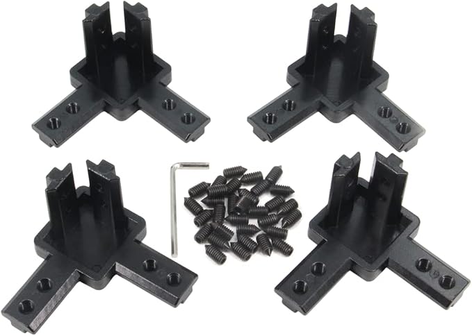 4PCS Black 3-Way End Corner Bracket Connector by Befenybay