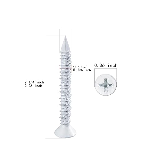 WenSilon 3/16" x2-1/4 White Concrete Screw Anchor White Flat Head - Image 2