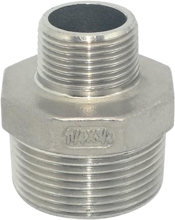 1-1/4" x 3/4" Male Threaded Reducing Nipple Fitting/Adapter, Stainless Steel by Megairon