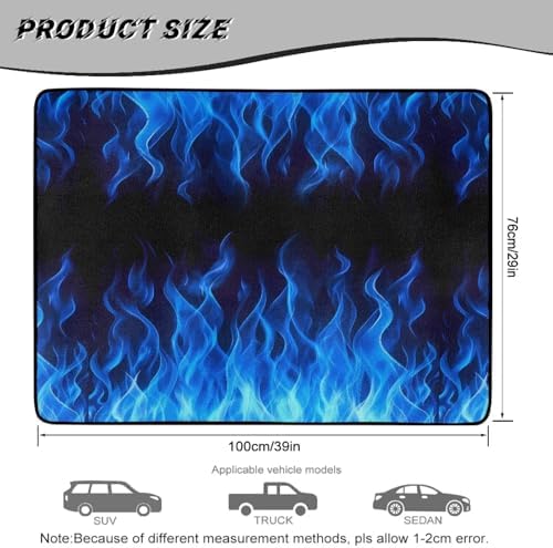 Blue Fire Print Work Trunk Mat Heavy Duty Foldable Cargo Liner - Image 7