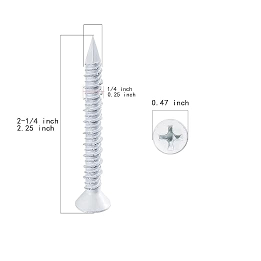 WenSilon 1/4" x2-1/4 White Concrete Screw Anchor White Flat Head - Image 2