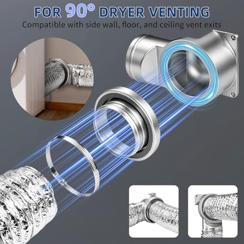 Magnetic Dryer Vent Connector Kit DV90 4-Inch Dryer Vent Coupling - Image 4