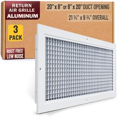 Fits 20x8 and 8x20 Duct Opening | Aluminum Eggcrate Return Air Grille | Low by Handua