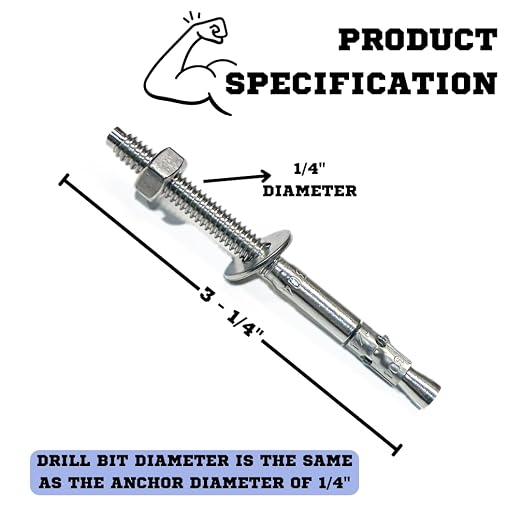 Mighty Fasteners Wedge Anchors – Heavy-Duty 304 Stainless Steel Expansion Bolts - Image 2