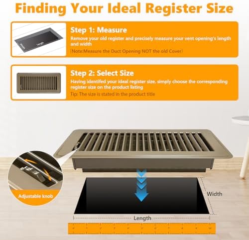 4 Pack Floor Vent Covers, Floor Register 4" x 10", Adjustable Decorative Vent - Image 4