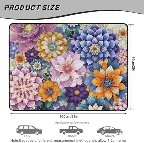 Purple Floral Car Trunk Mat Universal Fit 29"x39" - Image 7