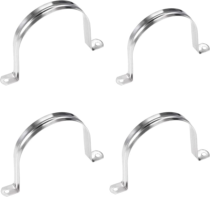 4 Pcs 5inch Rigid Pipe Strap, Two Hole Stainless Steel Strap U Bracket by Unknown