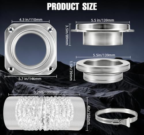 DV180 Magnetic Dryer Vent Connector Kit – 5ft Extra-Long 4" Aluminum Foil Duct - Image 2
