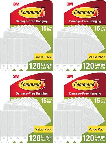 Command 15 lb Large 120 Pairs Picture Hanging Strips, Damage-Free Hangers by Command