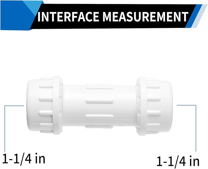 DONWARE 2-Pack 11/4-inch PVC Compression Coupling, Quick Union Connecting - Image 3