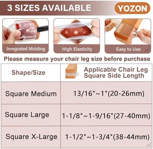 YOZON Chair Leg Floor Protectors Silicone Caps Felt Strengthen Bottom - Image 4