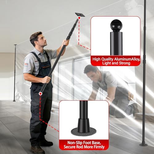 10FT Dust Barrier Poles 2 Pack, Spring Loaded Dust Barrier Poles - Image 4