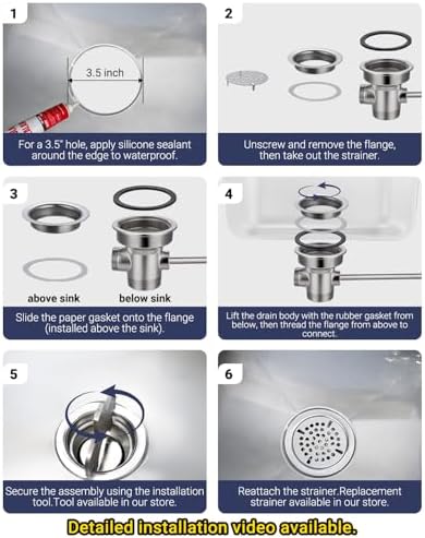 3-1/2" Commercial Sink Drain - Image 5