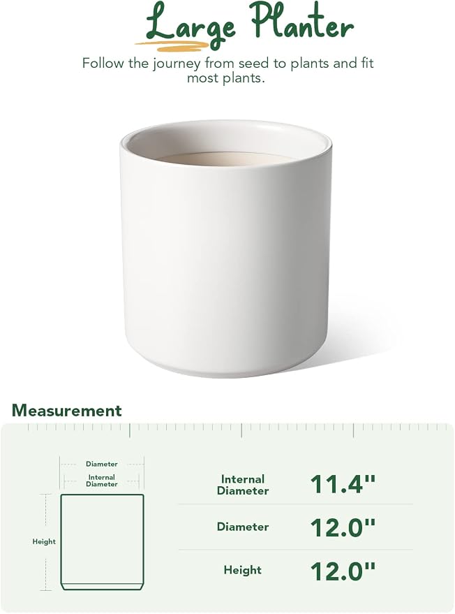 LE TAUCI 12 Inch Pot for Plants, Ceramic Planters for Indoor Plants, - Image 5
