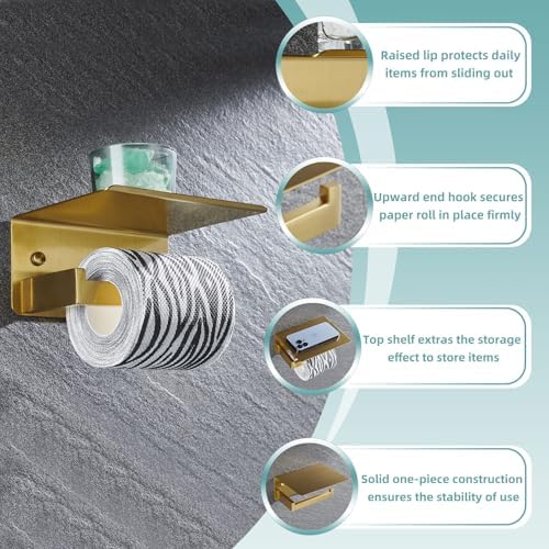 APLusee Brushed Dark Gold Toilet Paper Holder - Image 5