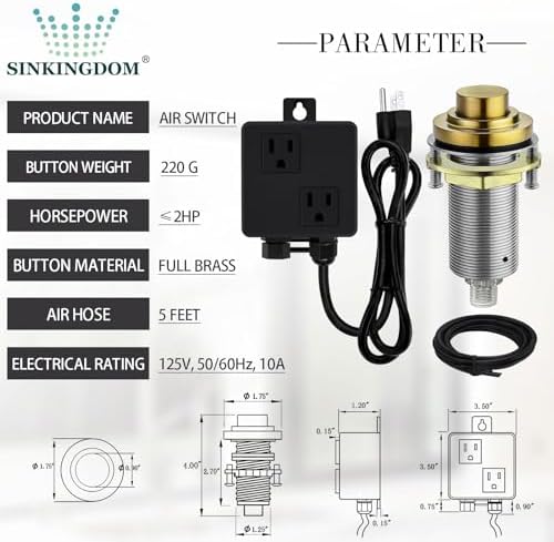 SinkTop Air Switch Kit for Disposal, Dual Outlet - Image 5