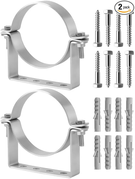 4 Inch Pipe Hanger Chimney Support Bracket | 2 Pcs Heavy Duty Steel Rigid Split by HZSIFU