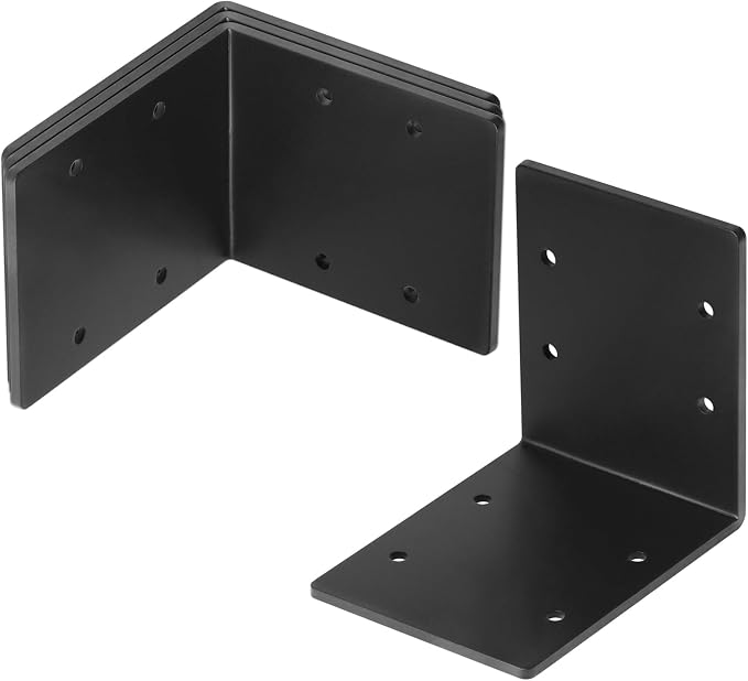 4 PCS 6"x6"x5" Black Heavy Duty L Angle Bracket, Corner Brace - Image 3