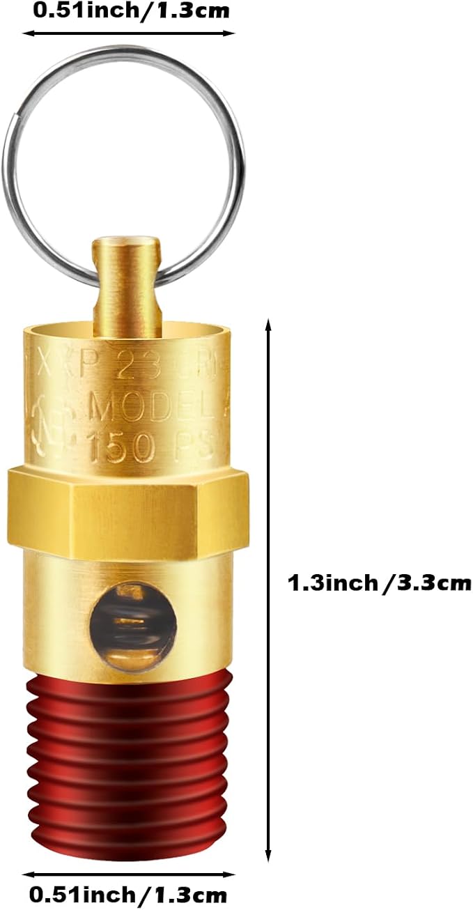 1/4'' NPT Male 150 PSI Air Compressor Pressure Relief Valve Brass | Safety - Image 2