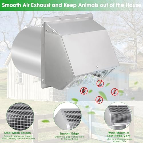 8 inch Wall Vent Cover, Exhaust Vent Hooded Wall Vent - Image 3