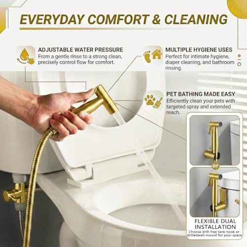 BARROCK Handheld Bidet Sprayer for Toilet, Stainless Steel Metal Made Baby - Image 2