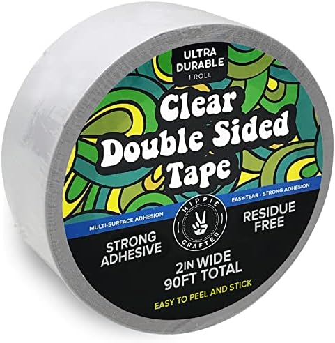 HIPPIE CRAFTER Clear Double Sided Tape, 2 Inch Wide Heavy-Duty Adhesive by HippieCrafter
