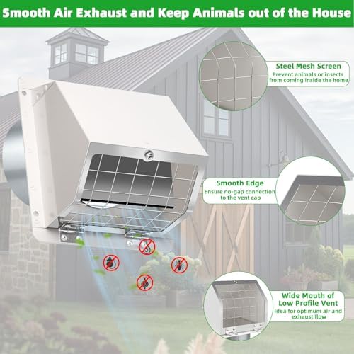 3 Inch Dryer Vent Cover Outside, Metal Exterior Vent Cover - Image 5