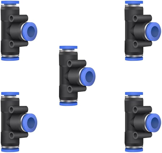 5 Pcs 11mm x 11mm x 11mm Pneumatic T Shaped 3 Way Tube Reducer Connector by ROZESAZZ