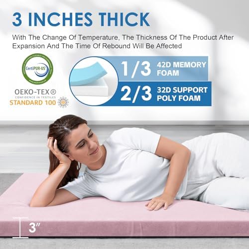 KingChii CertiPUR-US Memory Foam Camping Mattress, Portable Roll Up Travel Car - Image 2