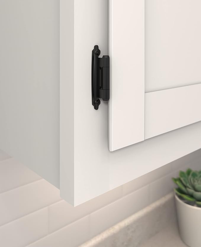 Amerock 1 Pair Variable Overlay Reverse Bevel Matte Black Cabinet Hinge | Steel - Image 2